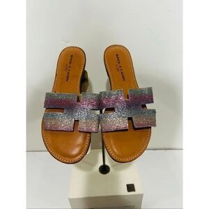 Rock & Candy by ZiGi H Slide Sandal Rainbow Rhinestone Bengee Sz 6